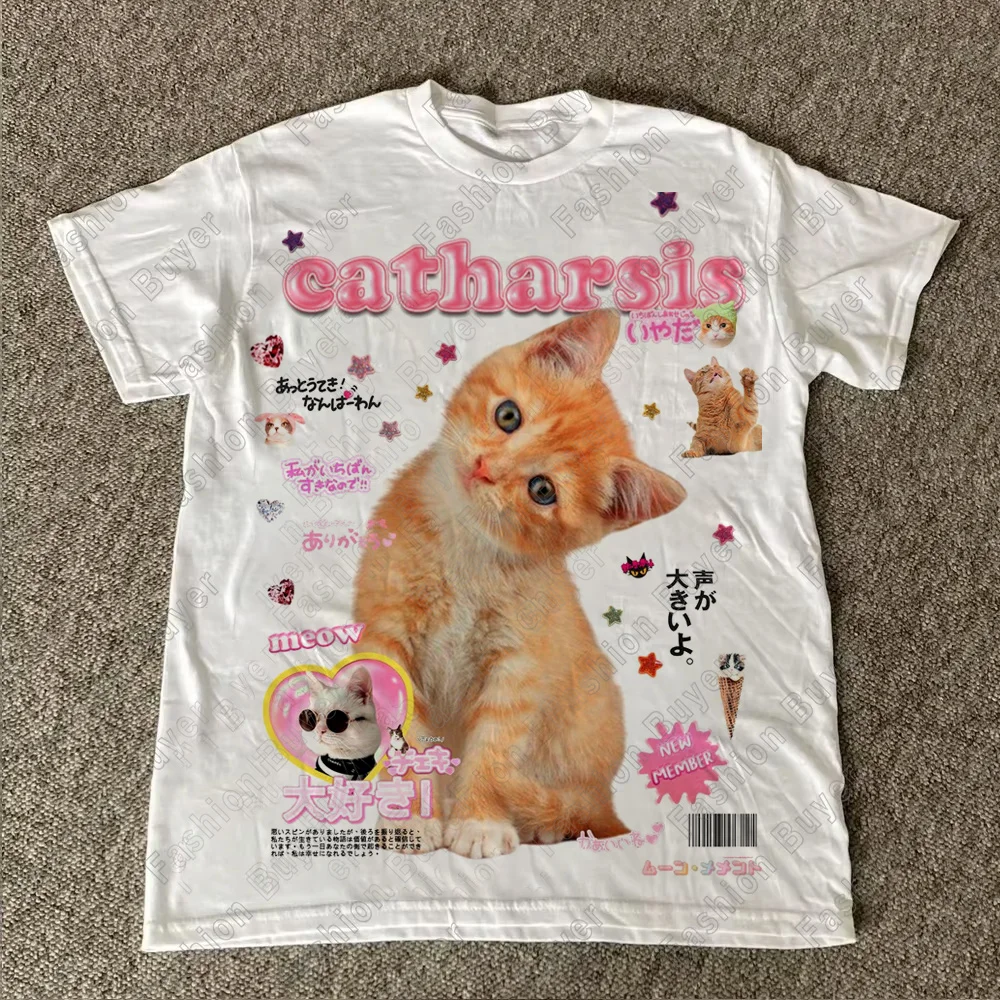 Fashion Street Cat - Koszulka z nadrukiem kota w stylu