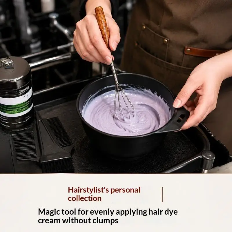 Mini-Haarfärbemischer aus Edelstahl mit Holzgriff, manueller Salbemischstab zum Rühren und als Werkzeug zum Färben der Haare. – Detail 3