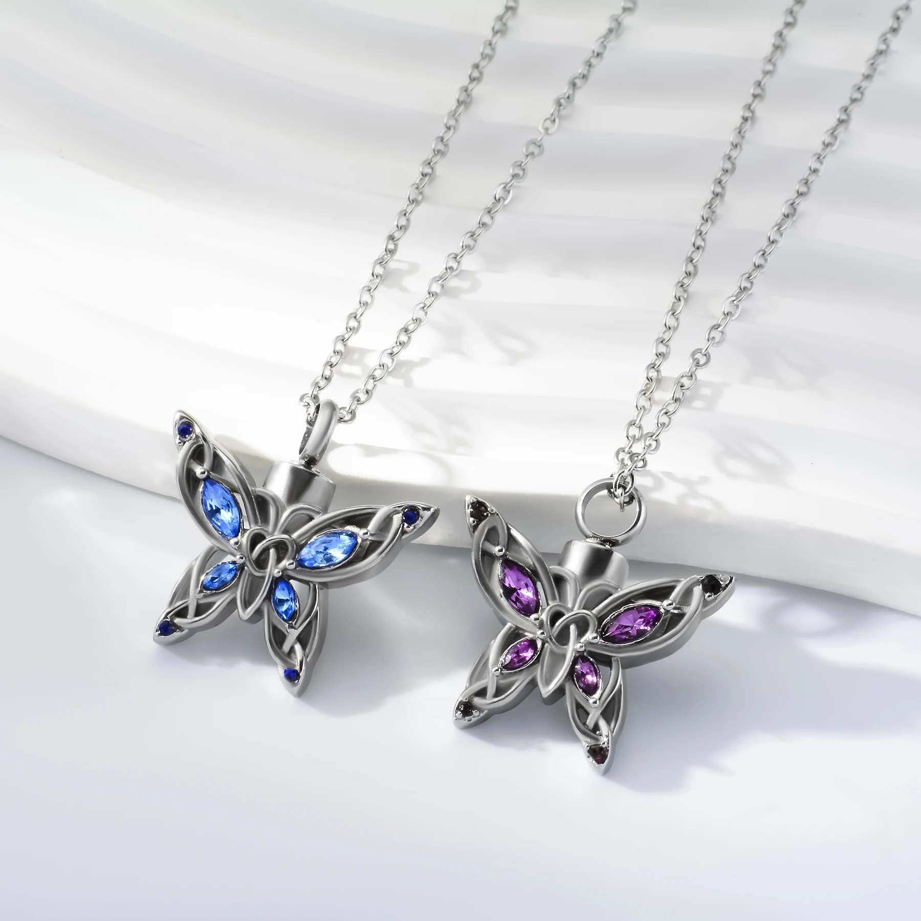 Butterfly Ash Holder Urn Pendant Necklace Stainless Steel Cremation Jewelry with 20