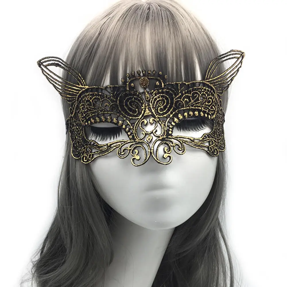 Halbgesichtsmaske Gold Halloween Maske Gold Spitzenmaske Frauen für Karneval Festival Cosplay Zubehör Halloween Kostüm