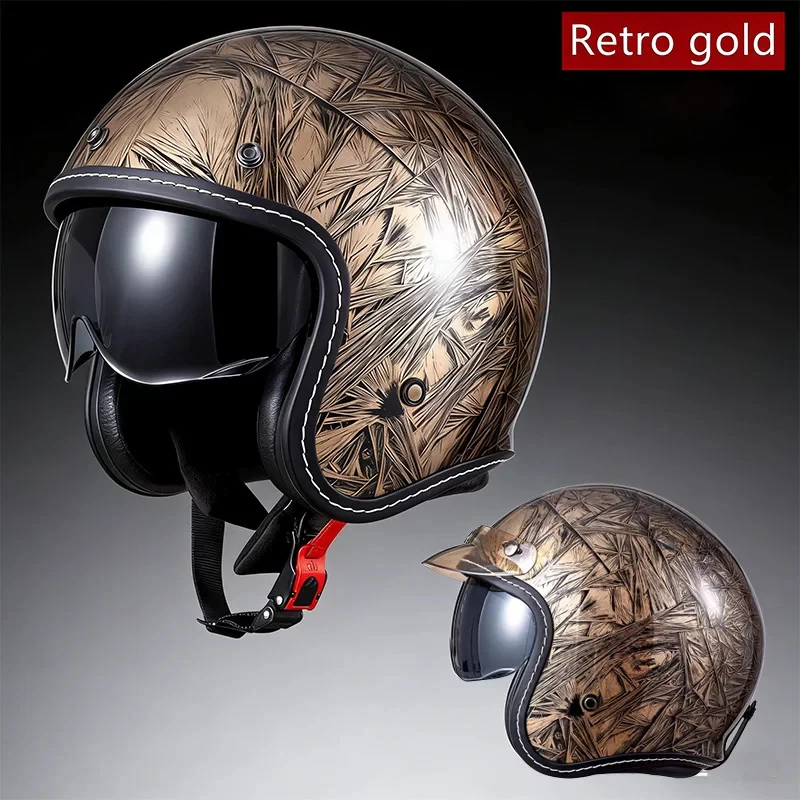 Export Version: 3C Certified Motorcycle Open Face Helmet, Retro 3/4 Helmet for Men & Women, All Seasons, Scooter & Cruiser Bike view 4