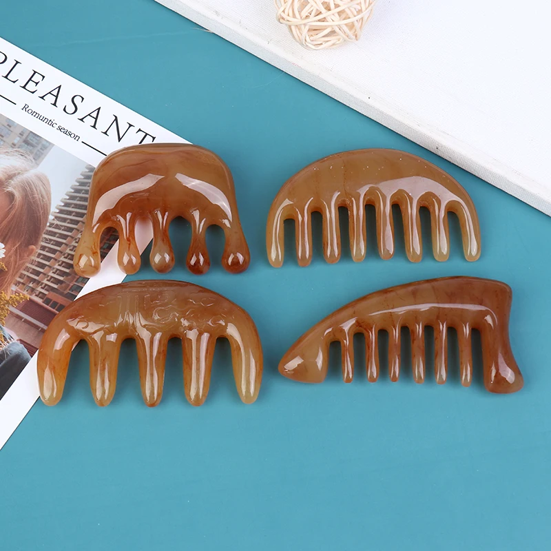 1 Pcs Natural Ox Horn Pocket Comb Wide Toothed Comb SPA Guasha Scalp Massage Brush Hair Care Tool