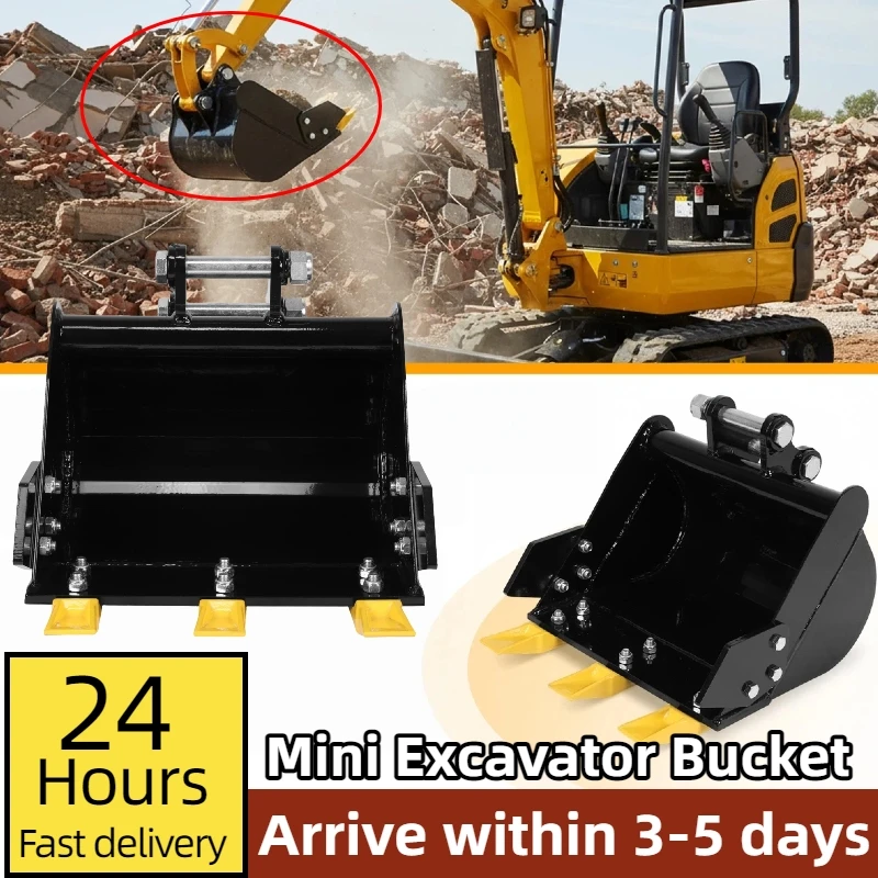 

15.75in/400mm Mini Excavator Bucket Trench Buckest Suitable for Most 0.8-1.8 Tons Excavators Trenching Digger with Metal 3 Teeth