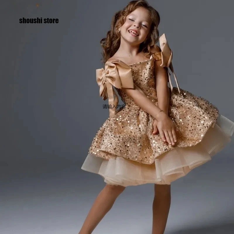 

Xmas Child Clothes 1-12YTutu Dress Bow Infant Toddler Tulle Vestido Baby Girl Princess Sequins Party Pageant Birthday Wedding