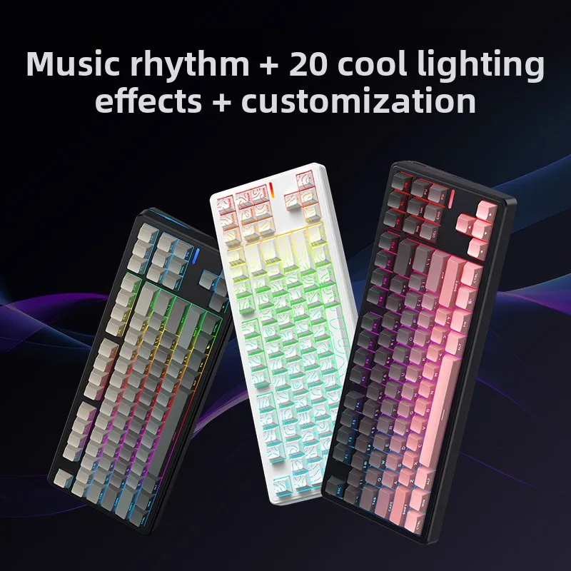 Riccks RS8V2 Mechanical Keyboard Wireless Bluetooth Gasket Structure Ergonomics Hitting Hifi Sound Custom Office Gaming Keyboard