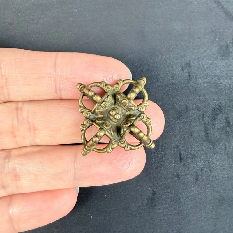 Tibetan-style brass - , five-pronged , demon-subduing , cross-shaped vajra scepter p