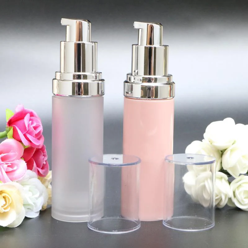 30ML clear/pink plastic airless pump bottle for lotion/emulsion/serum/liquid foundation/whitening essence skin carepacking