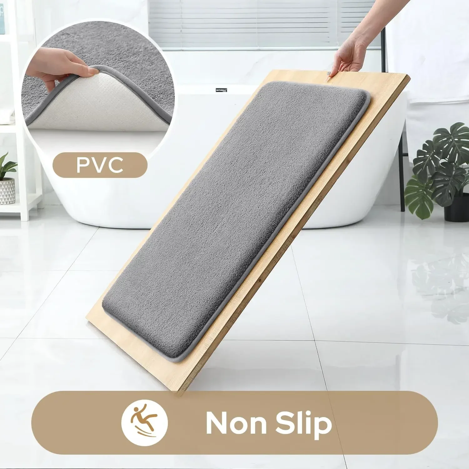 3PCS/Set, Pure Color Sponge Flat Simple Style Bathroom Toilet Water-absorbent Non-slip Floor Mat Set, Can Wash Home Decoration