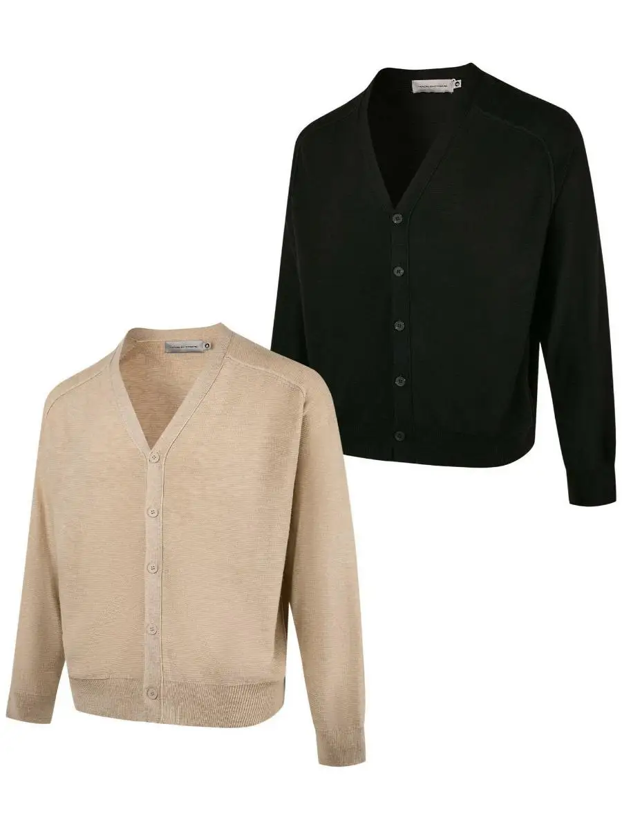 

Мужской кардиган на пуговицах из шерстяной смеси с шелковистым блеском, в стиле ретро, для ранней осени, повседневный, премиум-класса