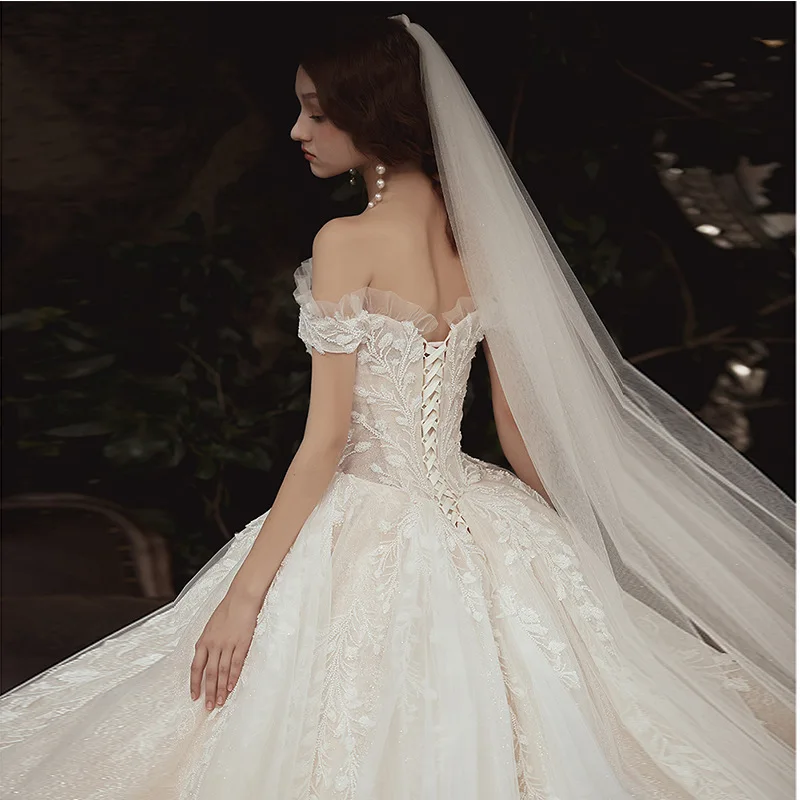 Impresionante vestido de novia drapeado de línea a, Vintage, apliques de cuentas, vestidos de novia de princesa, precioso vestido de noche plisado con lentejuelas