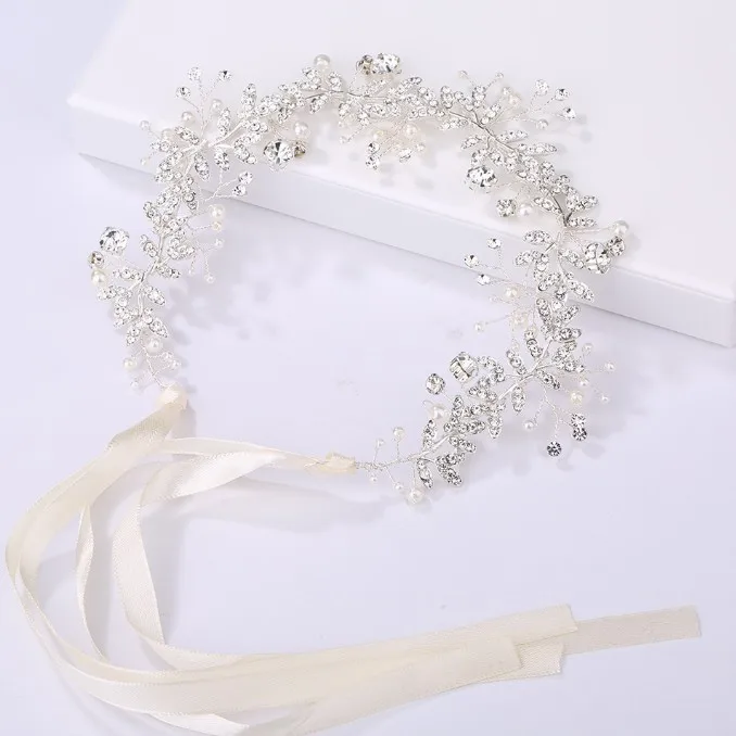 Bride Gold Silver Color White Flower Headbands wedding hair accessories Bridal Hair Vine Bohemian Headpiece Halo Hairband crown