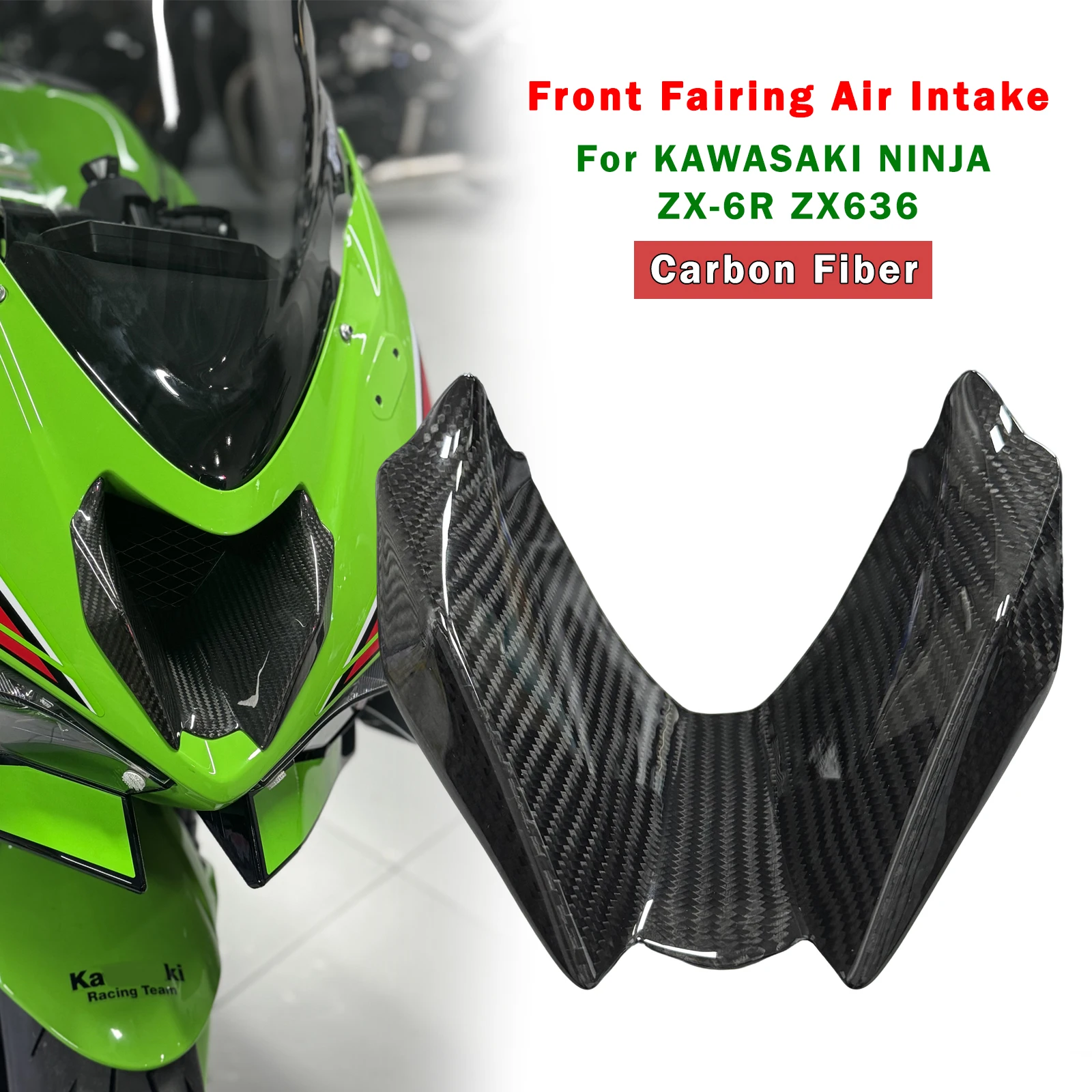 

For Kawasaki Ninja ZX-6R ZX6R 2024-2026 Model Motorcycle Carbon Fiber Front Fairing Air Intake Stamped Air Intake Housing Cover