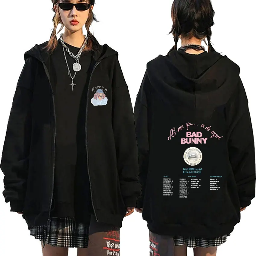 

Рэпер Bad Bunny No Me Quiero Ir De VIDEO Residency Tour Толстовка на молнии Debi Tirar Mas Фото DTMF Куртка на молнии Мужское пальто в стиле хип-хоп