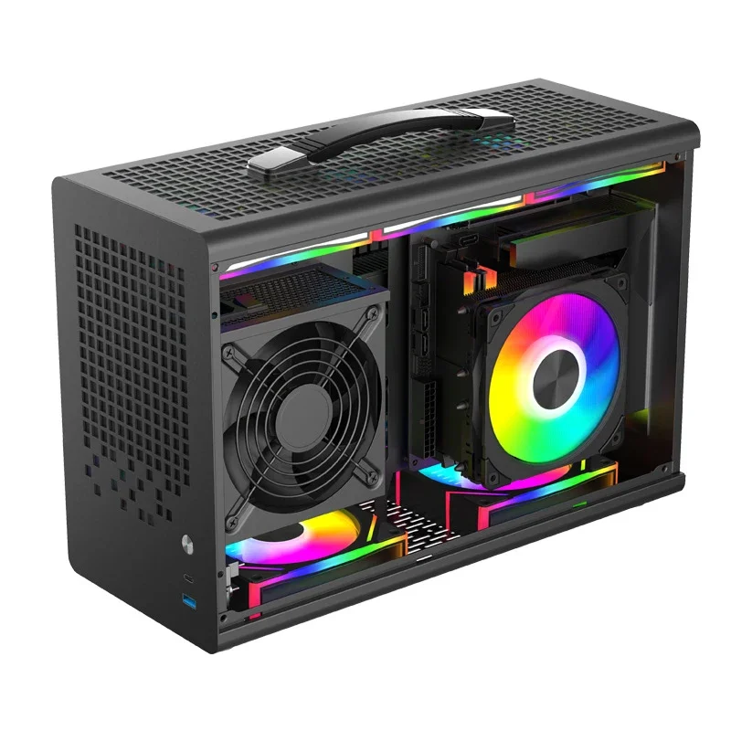 Mini-ITX PC Case Compact CNC Aluminum Gaming Case Compatible with SFX Power Supplies Accommodates 380mm Graphics Cards