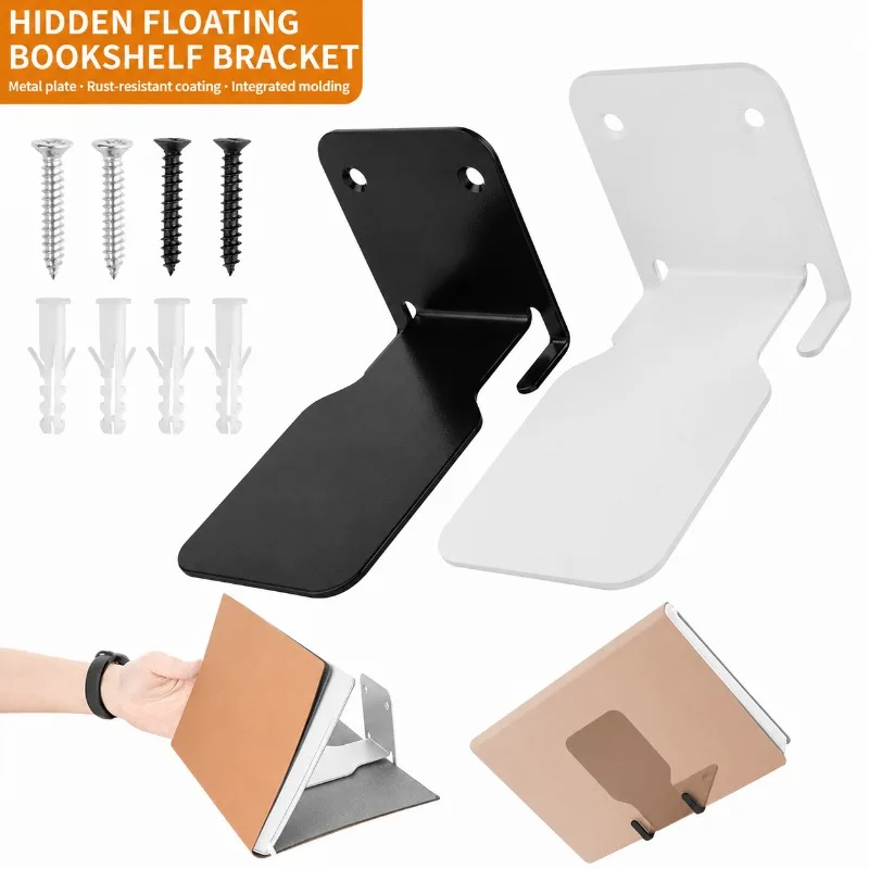 Invisible Wall Mount Book Shelf Concealed Floating Storage Rack Wall-mounted Text Support Bracket Home Study Space-saving