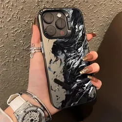 Black Side Demon Slayer Phone Case For iPhone 16 15 14 13 12 11 Pro Max X XR XSMAX 8 7 Plus Candy Matte Shockproof Back Cover