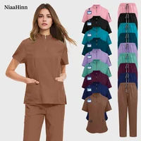 Niaahinn-ropa de trabajo médico para mujer, uniforme quirúrgico para mascotas, Hospital, conjunto exfoliante veterinario, ropa de trabajo Multicolor para cirugía clínica Dental