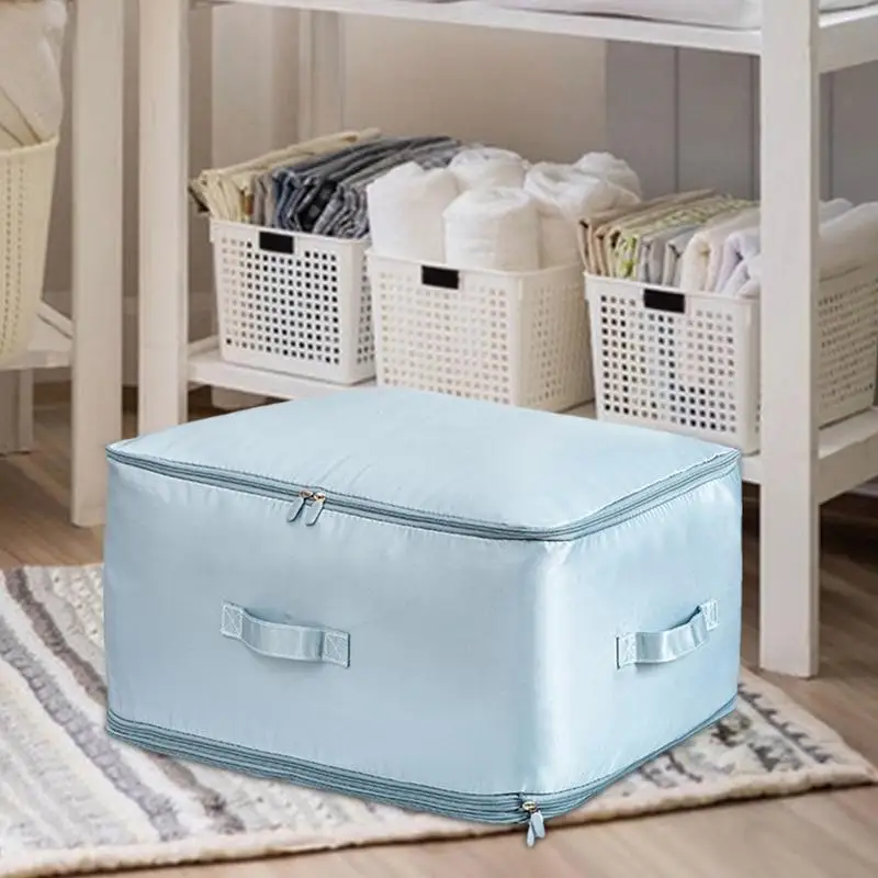 Comforter Bag Clothes Storage Bins With Sturdy Handles Bedding Storage Bag With Zipper Blanket Organizers For Quilts Clothes