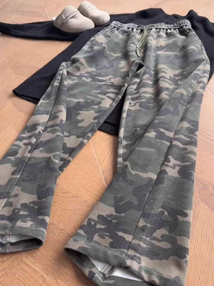 

American Sle Camouflage Straight Leg Men's Sweatpants High Street Autumn Faion Pants Drapey High-End Feel Spor Trousers