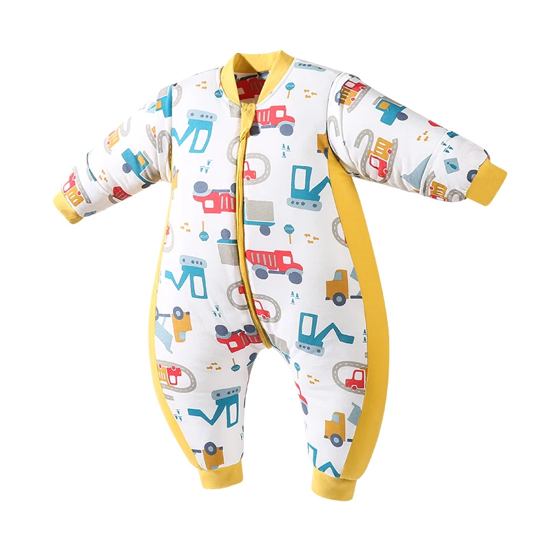 1.5/2.5 Tog Infant Sleepsack Baby Newborn Boy Girl Thicken Warm Sleeping Bag Detachable Long Sleeve Cartoon Cars Baby Sleepwear