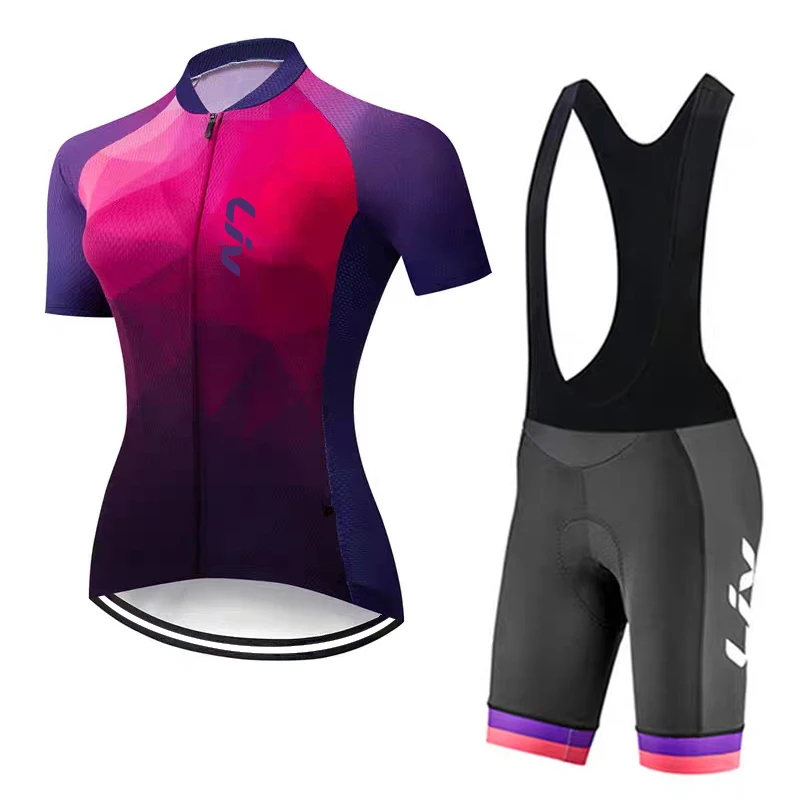 LIV maillot de cyclisme femme bavoir de cyclisme été vêtements de sport de cyclisme ensemble court évacuant l'humidité short de cyclisme cyclisme haut court