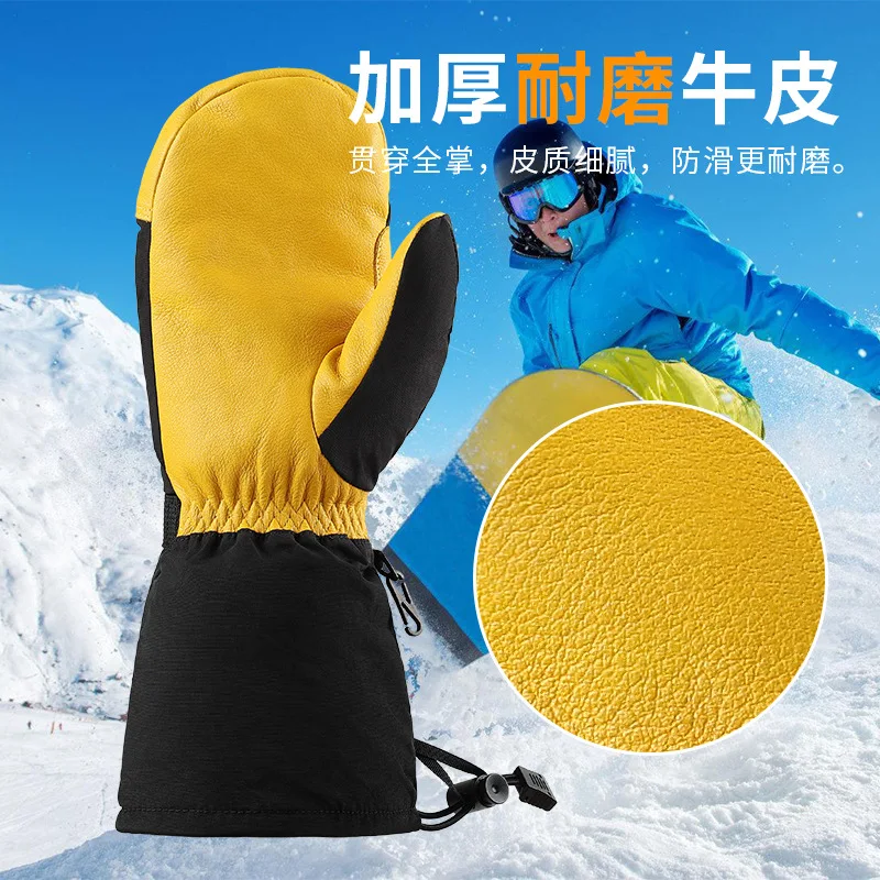 Men Women Warm Mountain Climbing Cycling and Ski Gloves Waterproof Leather Winter Gloves for Snowboarding Hiking & Cold Weather