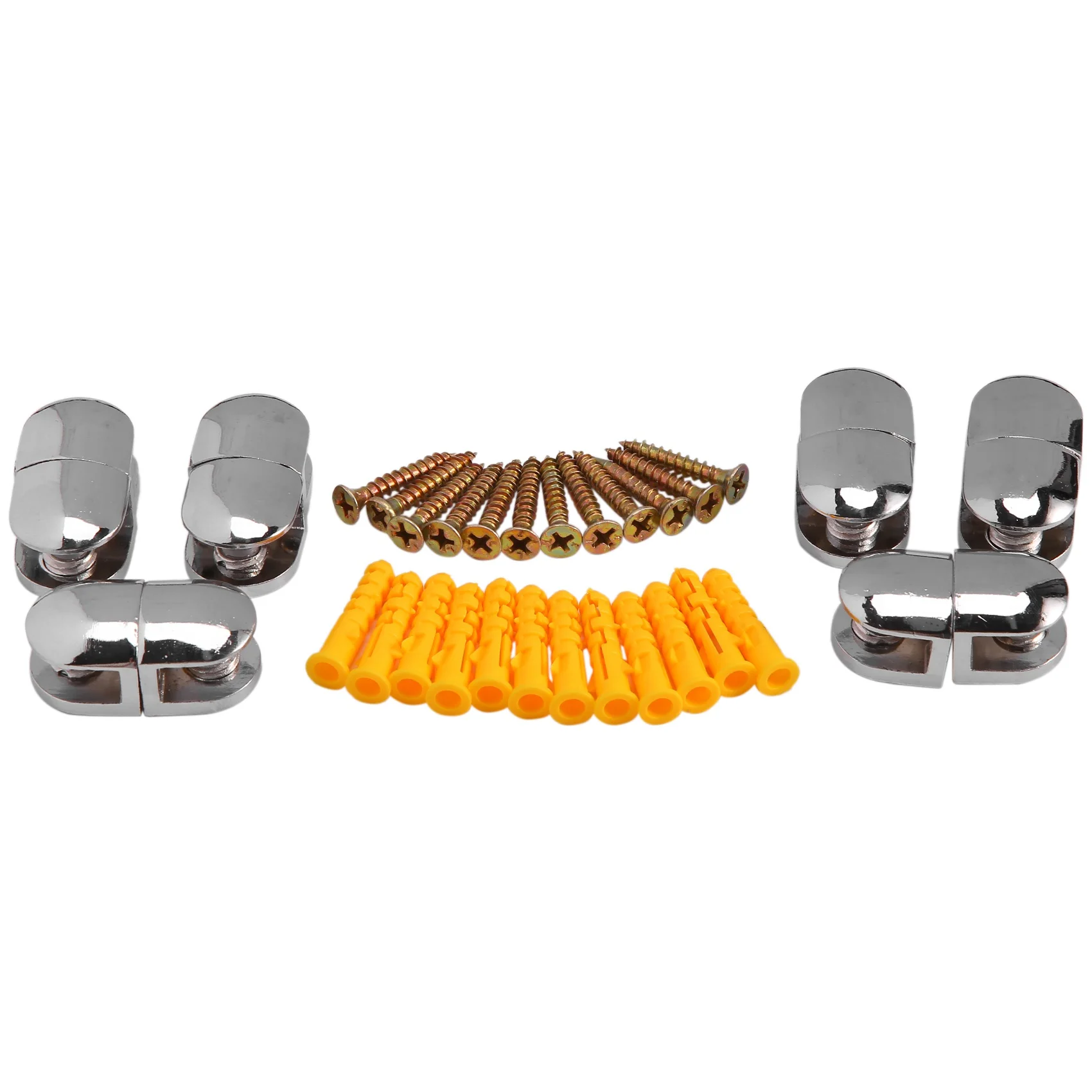 AS63-12Pcs Glass Brackets Adjustable Zinc Alloy Glass Clip Shelf Clamp Holder Flat Back Mount Holder For Staircase Handrail