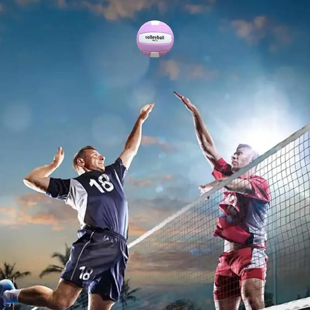 

Размер 5, волейбольный мяч с насосом, износостойкий из искусственной кожи, взрывной мяч, машинная игра, высокая тренировка, волейбольный шв, надувной пляж Q0J9