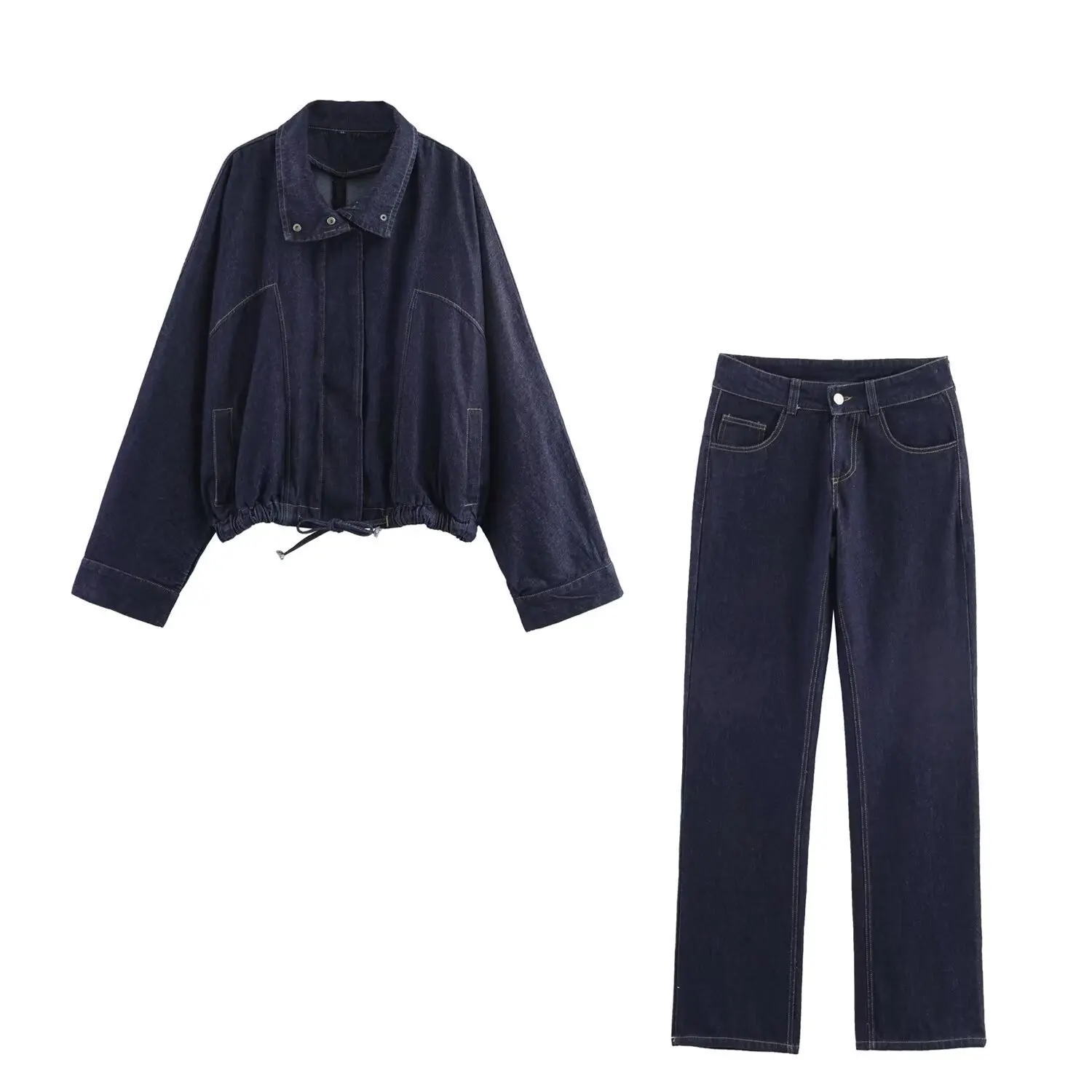 

Наряд ранней осени 2025 года, европейский и американский женский повседневный стиль, свободный дизайн, куртка, джинсовый костюм