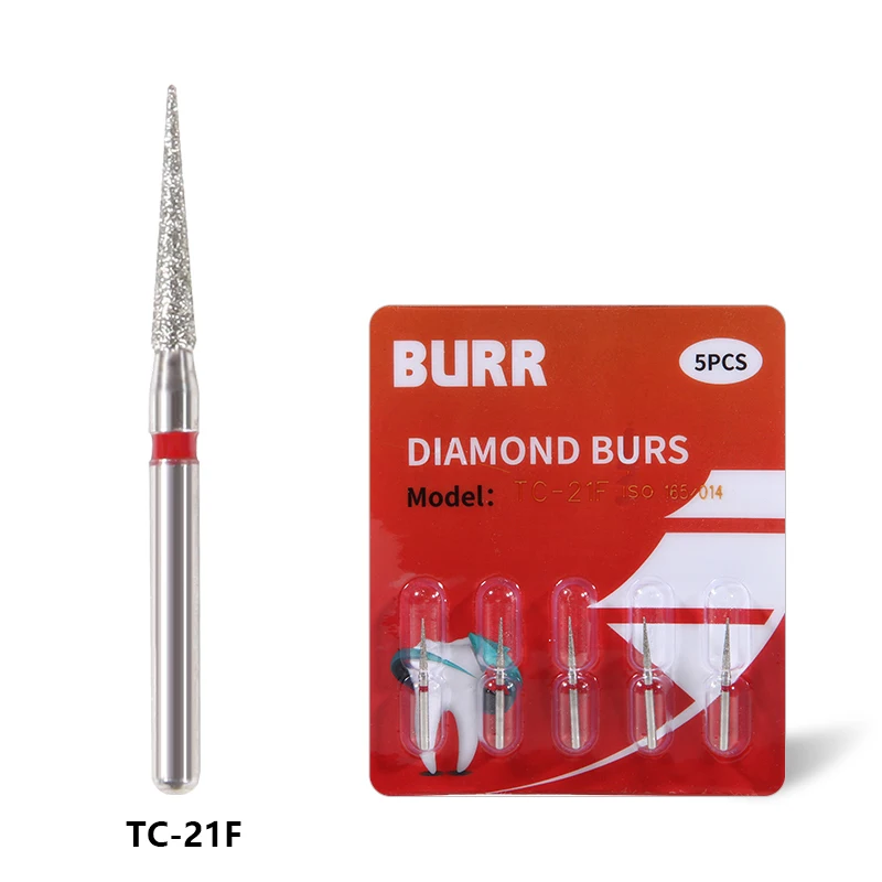 5Pcs/pack Dental Diamond Bur Drills for High Speed Handpiece Friction Grip FG1.6MM Polishing Dental Tools