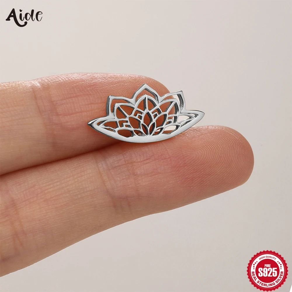 

Aide Bohemian Mandala Lotus Flower Punk Earring Geometric Hidden Helix Piercing 925 Silver Halloween Accessories Gift Jewelry