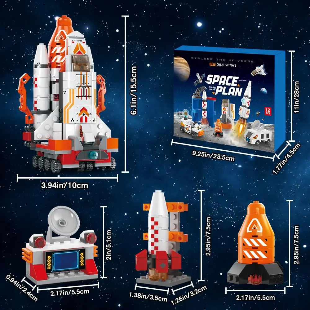 277PCS Space Building Blocks 12 in 1 Mini Shuttle Building Brick Set aerospaziale Rocket Toy Kids Classroom premi Party Favor Gift