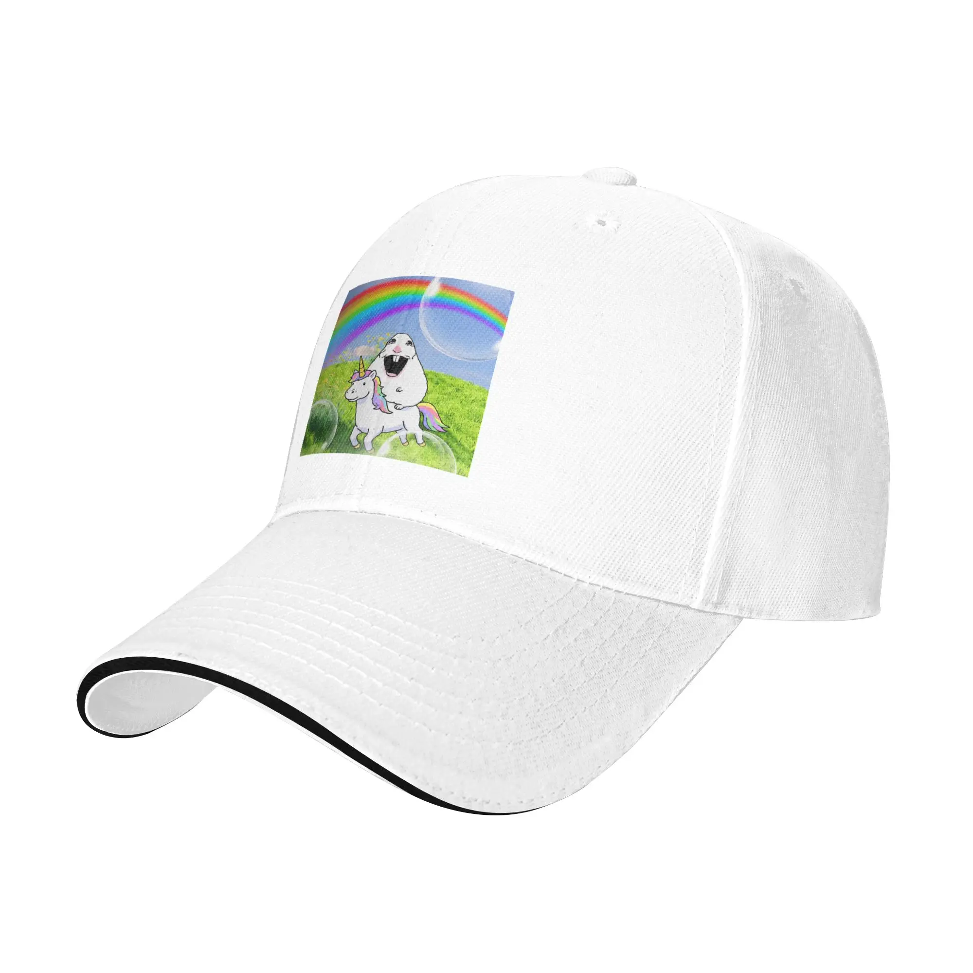 Happy Hamster Riding Unicorn Funny Meme Sandwich Baseball Cap Fashion Gen Z Men Women Breathable Adjustable Headwear Adult Hats