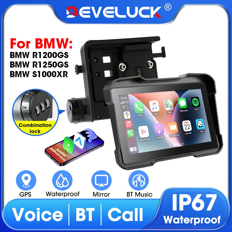 

Develuck Motorcycle Carplay для BMW R1200GS/R1250GS/S1000XR Мотоциклы Навигация IP67 Водонепроницаемый Moto Дисплей BT Android Auto