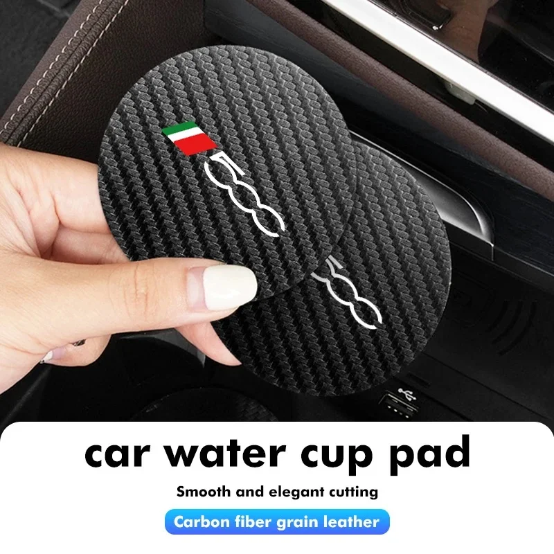 Almohadillas antideslizantes para portavasos de coche, 2 uds., para Fiat 500, 500X, 500L, 500e, Panda, Punto, Cronos, Tipo, accesorios de fibra de carbono para portavasos