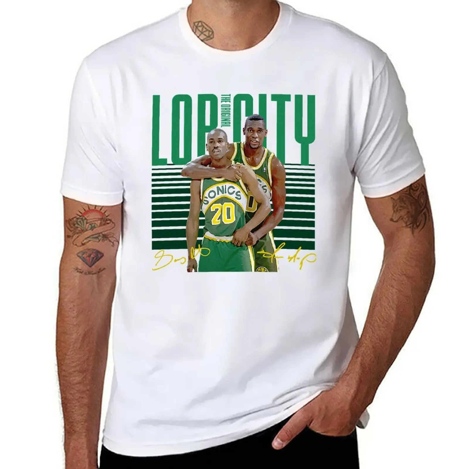 Camiseta Shawn Kemp Gary Payton Seattle Sonics, camiseta Kemp x Payton, camiseta esencial personalizada