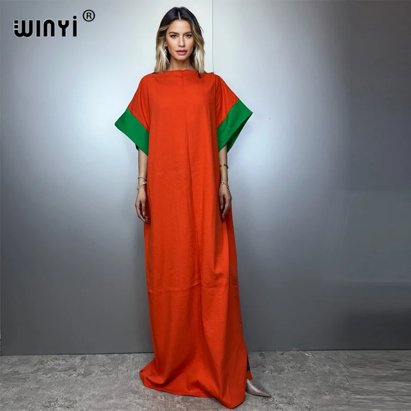 

WINYI assorted colors Denim dress New Fashion Africa Womens party holiday Casual Maxi beach dress abaya dubai luxury