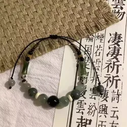 New Bamboo Beads Chinese Style Beaded Bracelet Vintage Beaded Braided Rope Bracelet Chinese Style Bamboo Beaded Bracelet