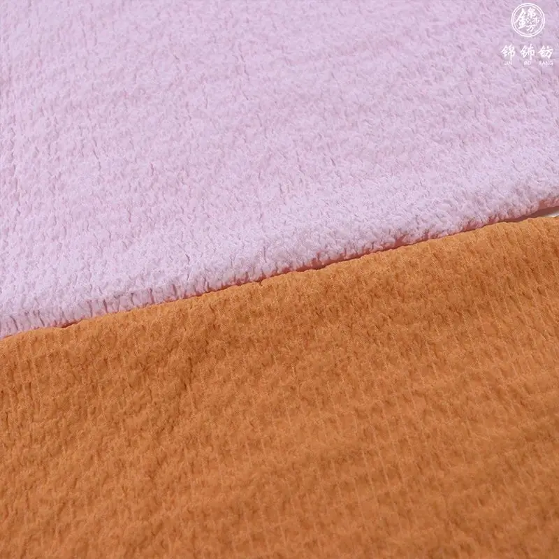 Bubble Texture Chiffon Pleated Fabric By The Meter for Clothes Dress Shirt Children\'s Clothing Sewing Cloth Soft White Pink Blue