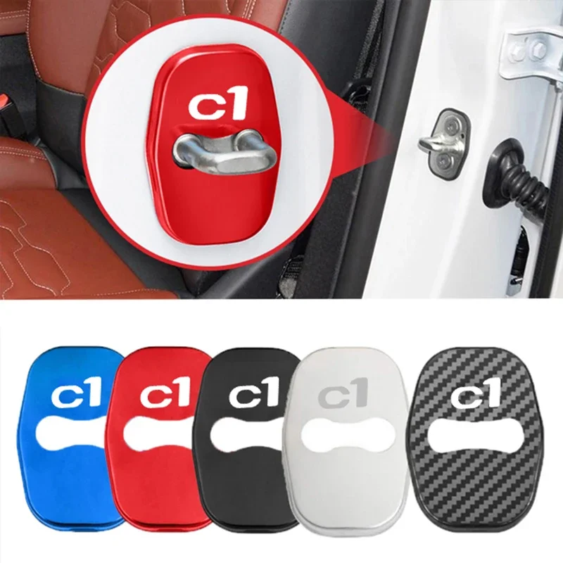 4PCS Car Door Lock Covers Stainless Steel Rust Protective Case For Citroen C1 Badge VTS Berlingo Celysee Xsara Picasso Aircross