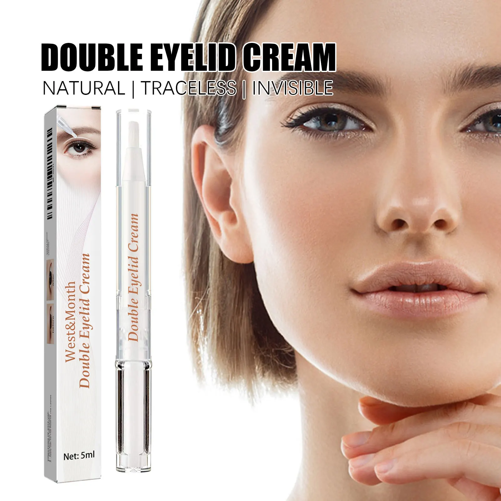 West Month Doppelte Augenlid-Styling-Creme, langlebig, wasserfest, schnell trocknend, Augenkontur-Make-up, unsichtbare Doppel-Augenlid-Formungscreme, 5 ml