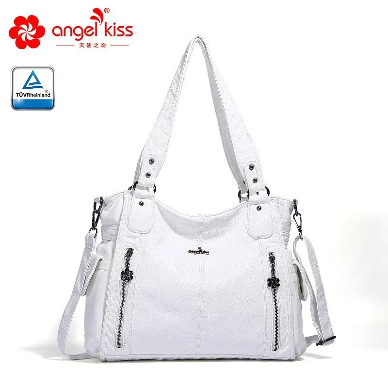 Angelkiss Women Shoulder Bag Vintage Top-handle Handbag Large Satchel Soft Tote Bag PU Leather Crossbody Bags Purse