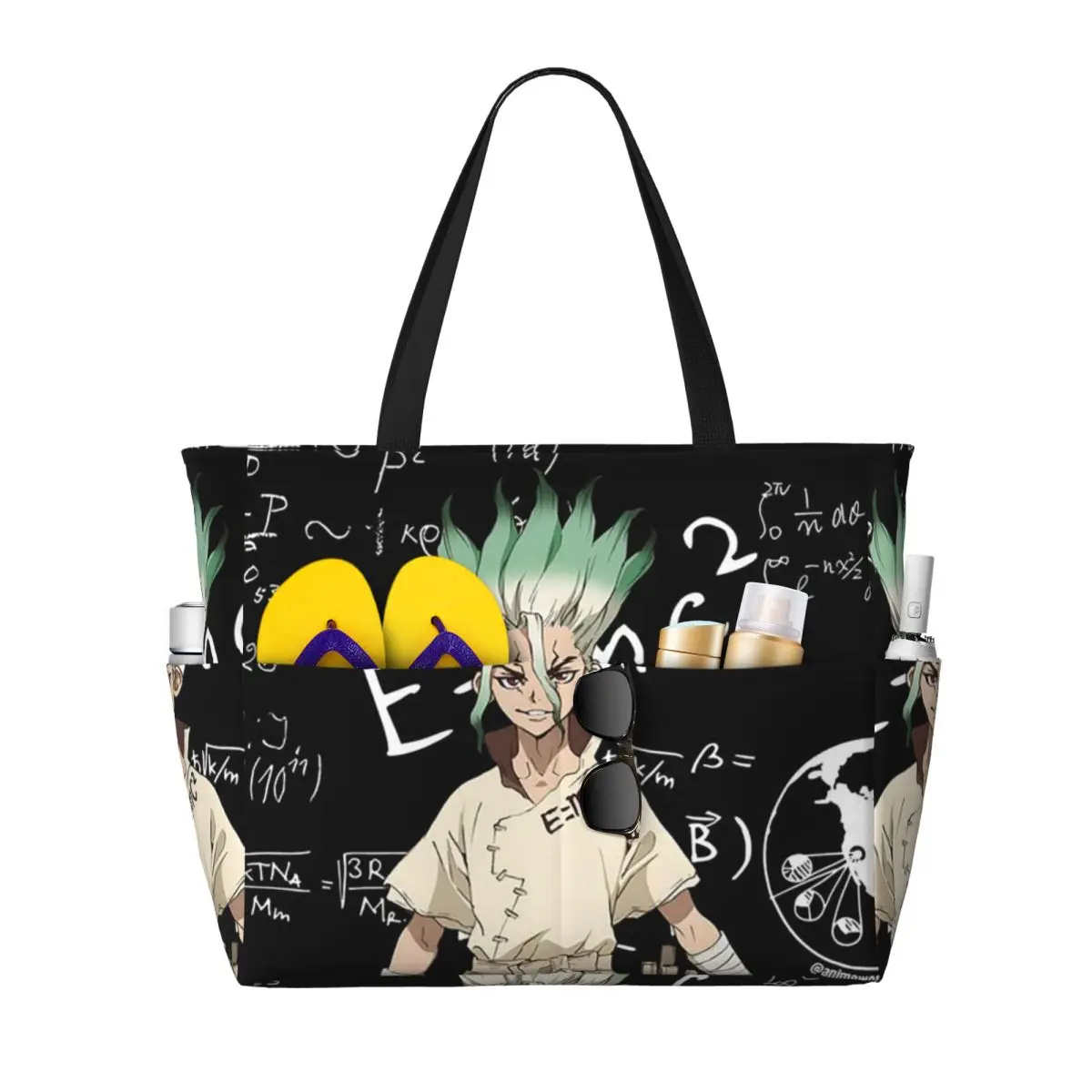 Senku Ishigami Dr Stone Apan Anime Beach Tote Bag Sport Gym Yoga Duffle Large Tote Bag Women Travel Bag Fitness bag