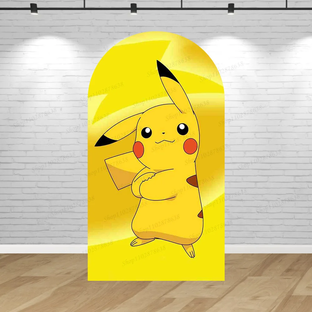 Pokemon Arch Backdrop Cover Boy Kids Pikachu Party Birthday Arch Wall Background Decor Pet Elf Baby Shower Polyester Banner