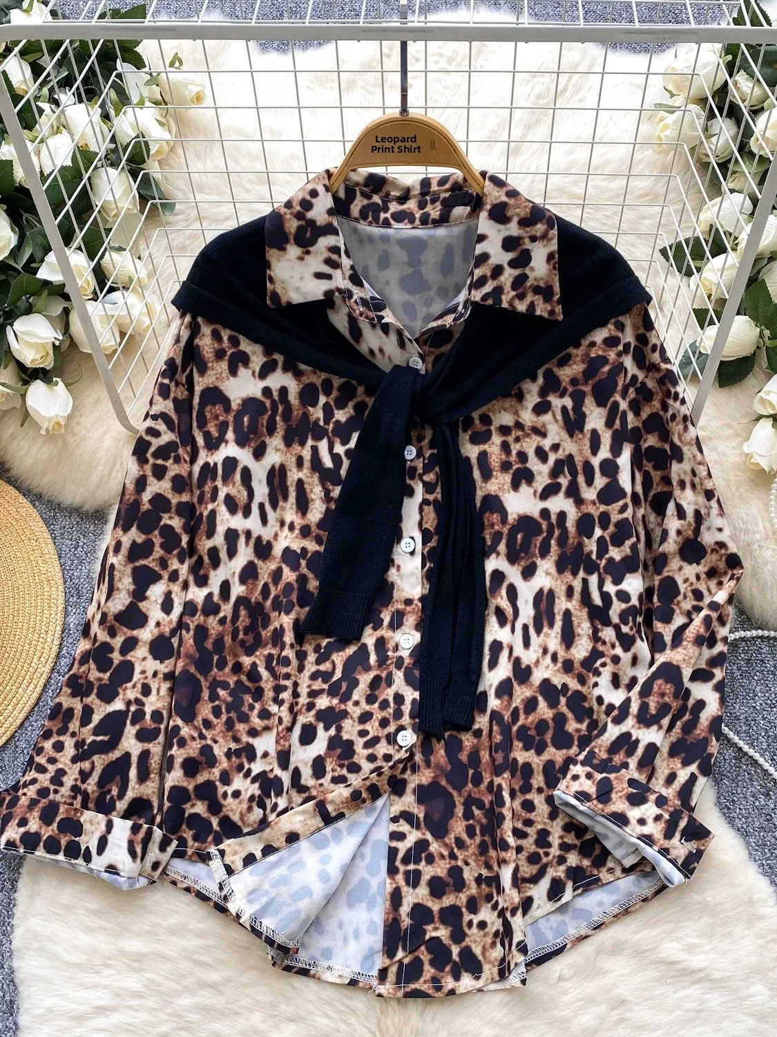 

Свободные длинные све с леопардовым принтом Ne Design, женские осенние модные повседневные дышащие волокна из полиэстера в Корейском стиле