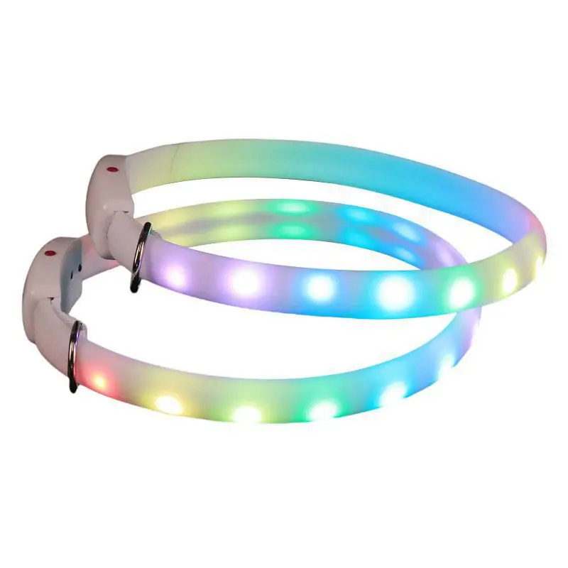 Led Dog Collar Pet Dog Collar Night Puppy Pet Cats Collars Glowing Luminous USB Rechargeable Night Safety Flashing Glow Color