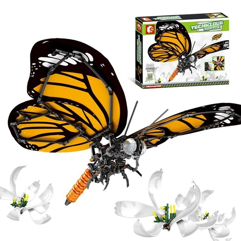 SEMBO-figura de insecto, mariposa, partículas pequeñas, modelo de ensamblaje de bloques de construcción, rompecabezas decorativo DIY, juguete de ensamblaje, regalo de cumpleaños