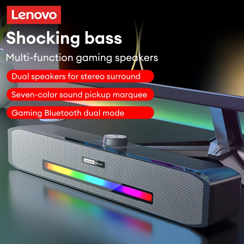 Lenovo B02 Bluetooth Speaker Portable Outdoor Stereo HiFi Heavy Bass Long Soundbar Loudspeaker for PC Desktop Laptop Sound Box