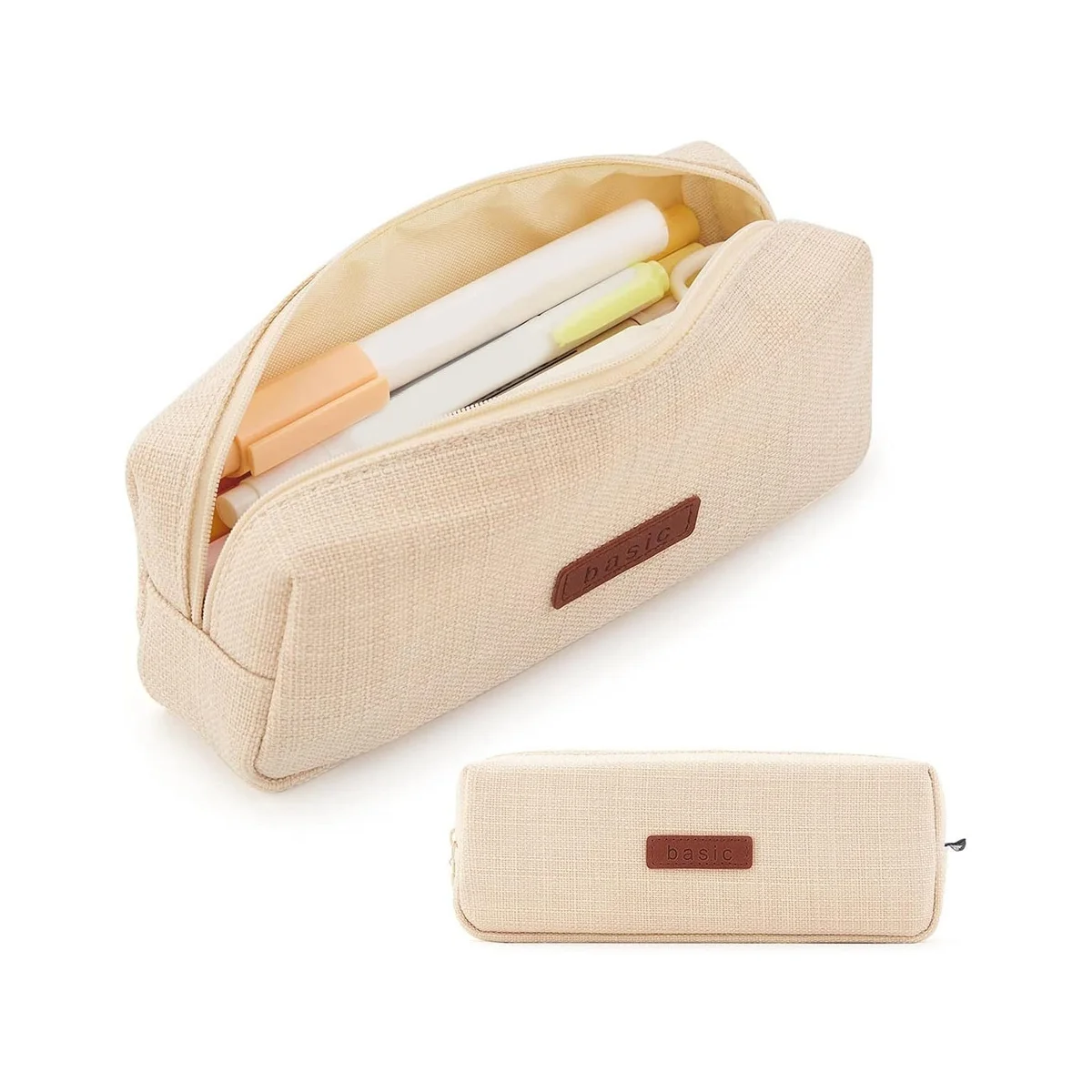 Student Pencil Bag Change Bag Cosmetic Bag Office Stationery Storage Bag Suitable for Youth Schools Creamy-White