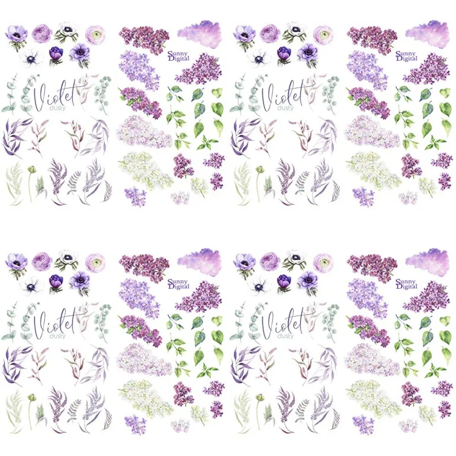 

Romantic Purple Flowers Kawaii Aesthetic Pastel Art Agenda Journal Planner Stationery Stickers for Daily Organization Creative